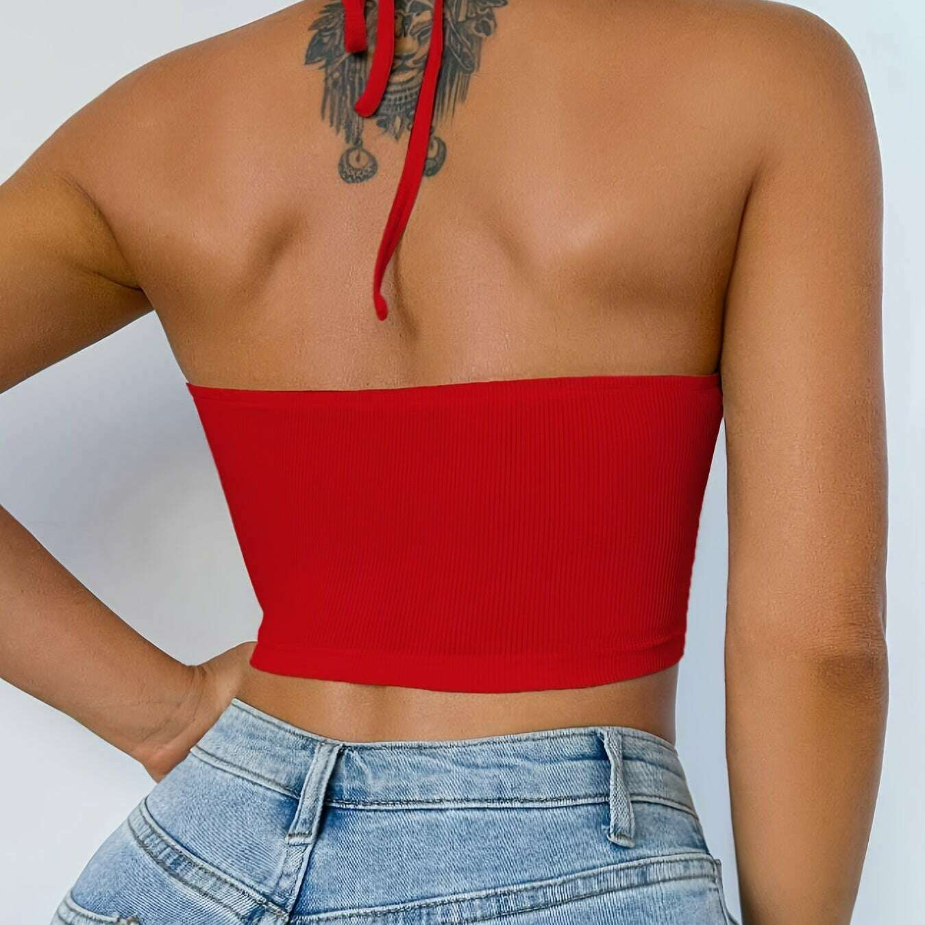 Womens Backless Lace Tank – Sexy Solid Color Top