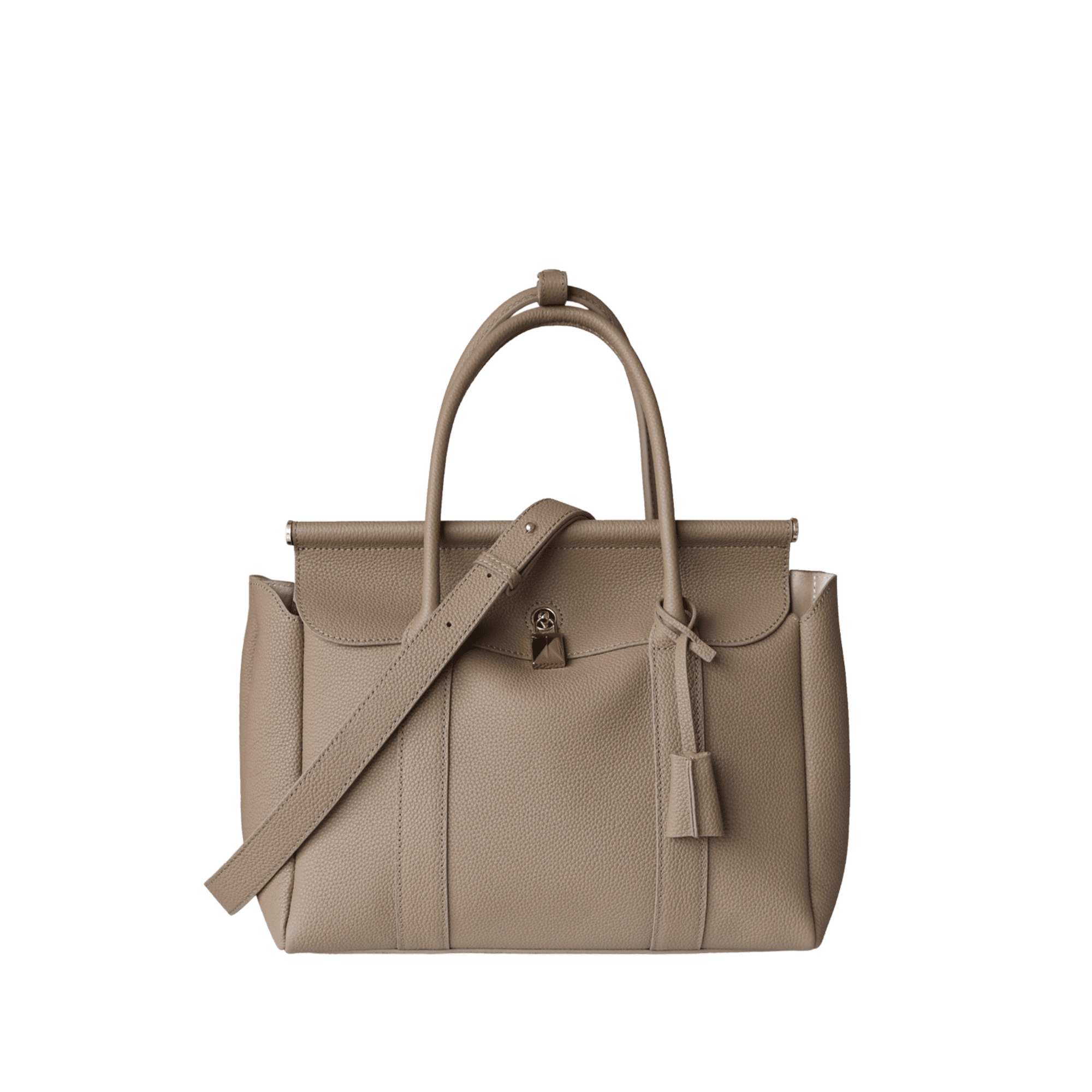 Classic Italien Leather Handbag Beige
