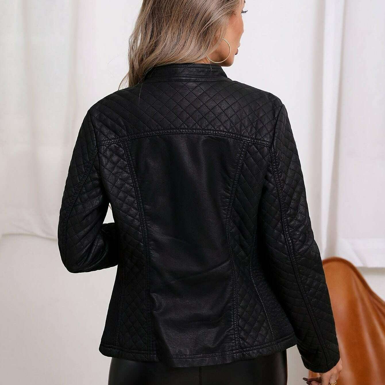 Womens Faux Leather Biker Jacket – Retro Short Coat