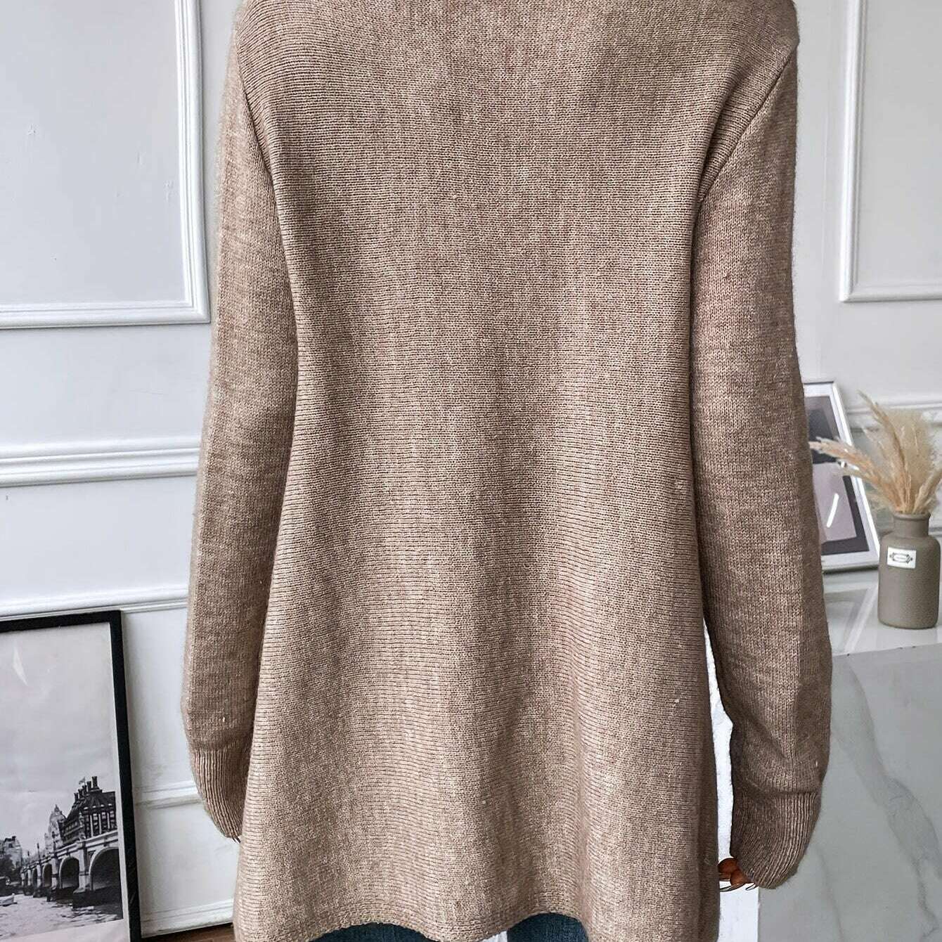 Womens Gray Tassel Shawl – V-Neck, Soft Fringe Wrap