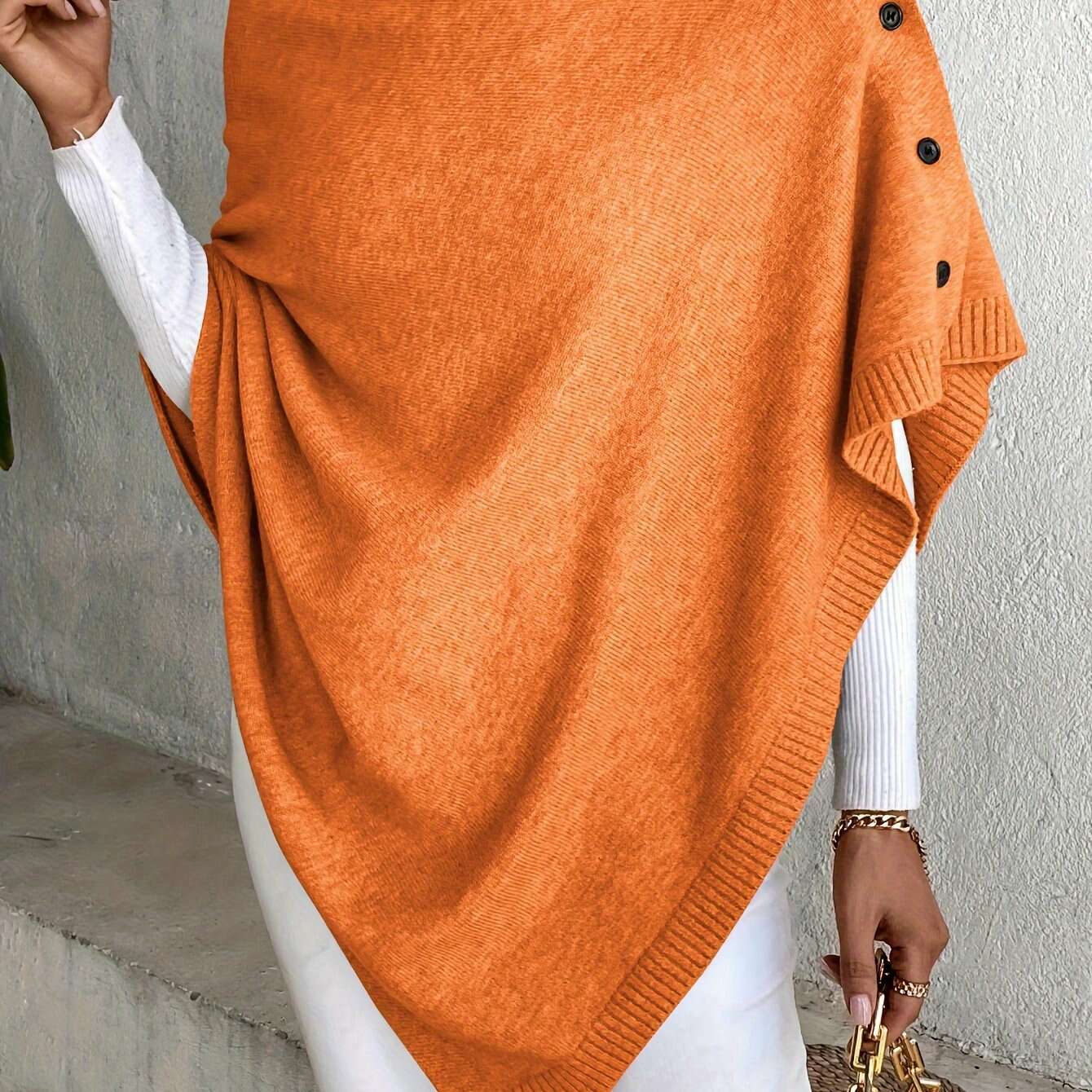 Womens Lavender Shawl – Button Detail, Off-Shoulder Wrap Tangerine