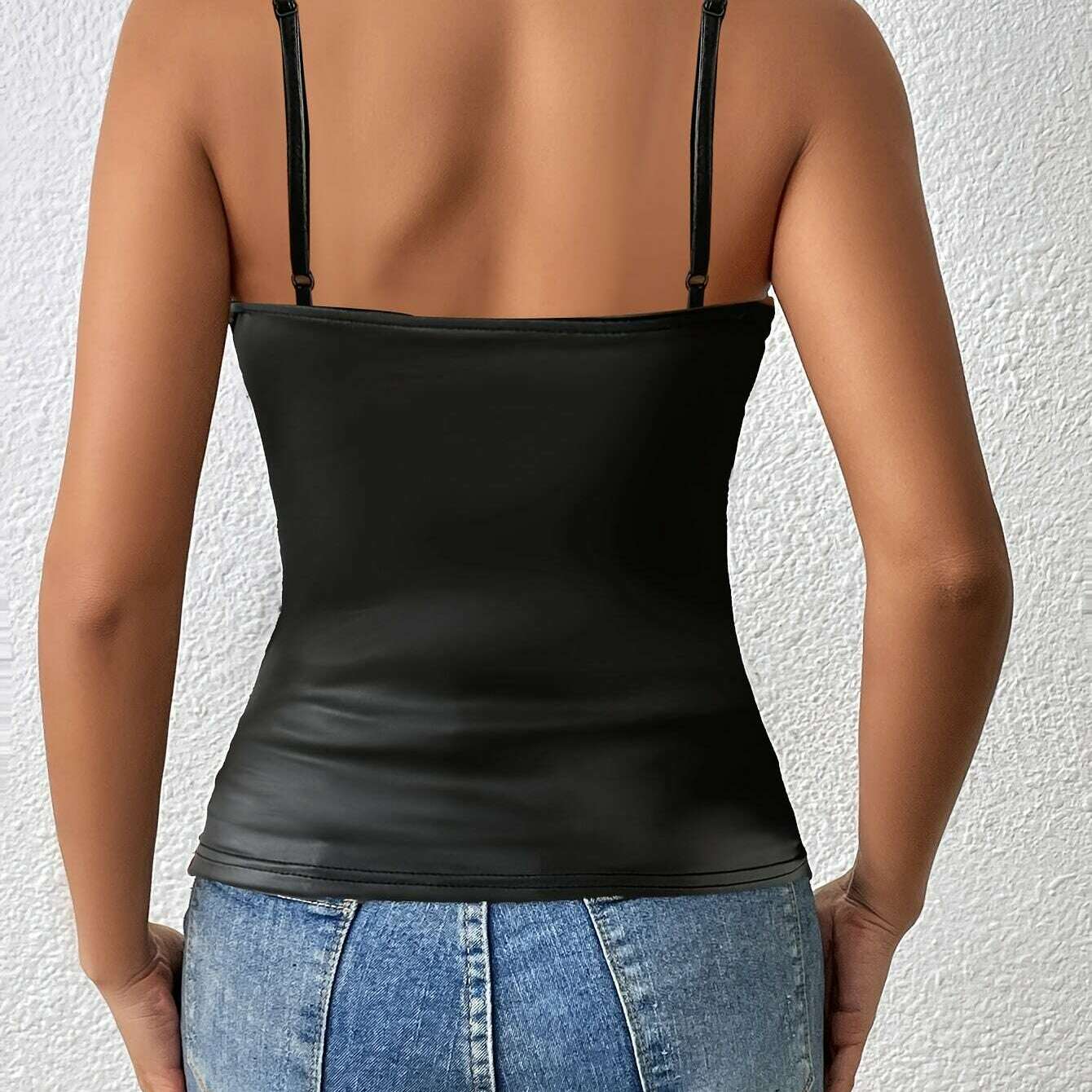 Womens V-Neck Ruched Cami – Slim Fit, All-Season Top