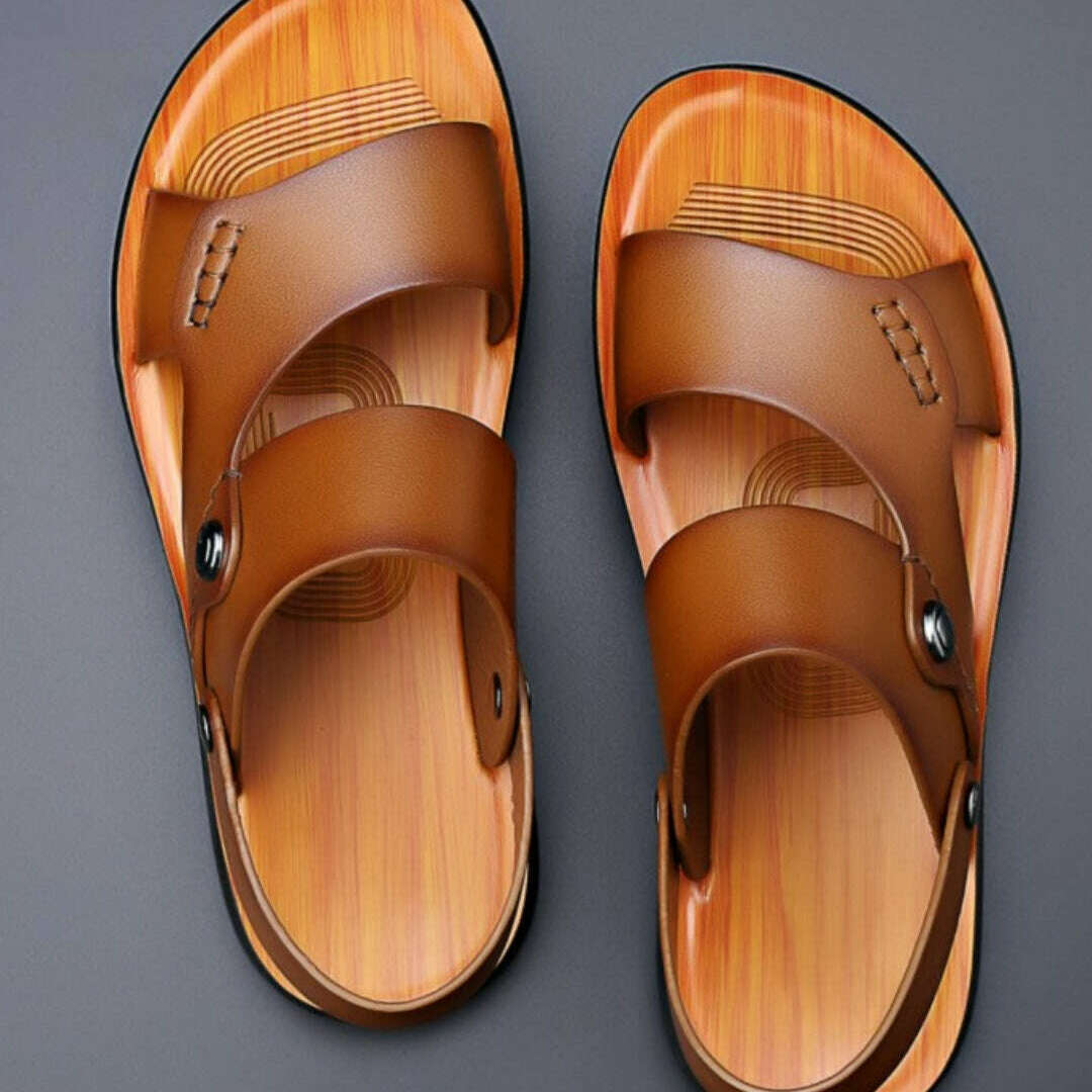 Unisex Marlow Leather Sandals Khaki