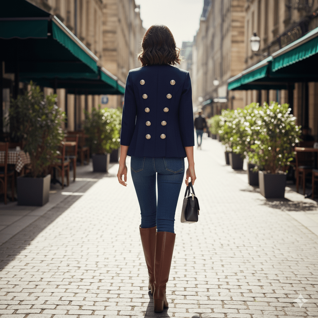 Women’s Double-Breasted Blazer with Long Sleeves