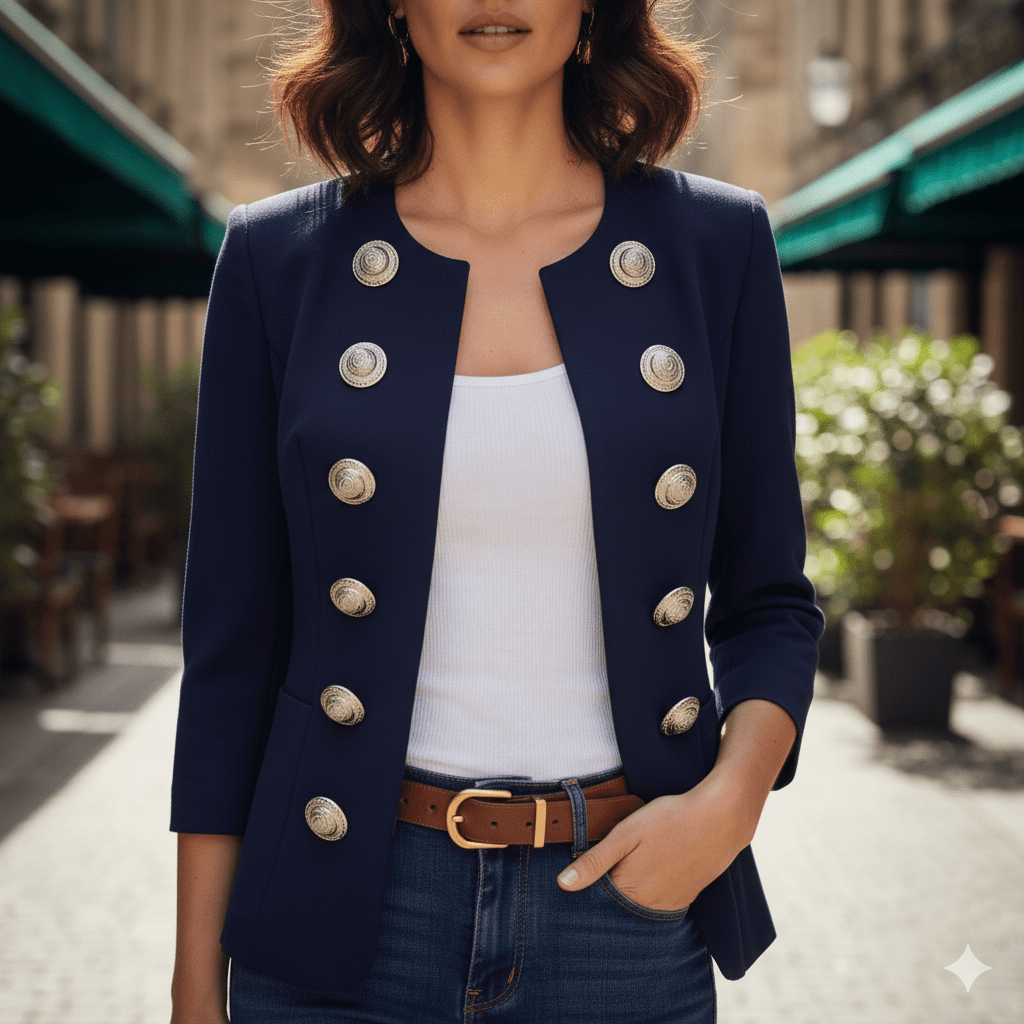 Women’s Double-Breasted Blazer with Long Sleeves