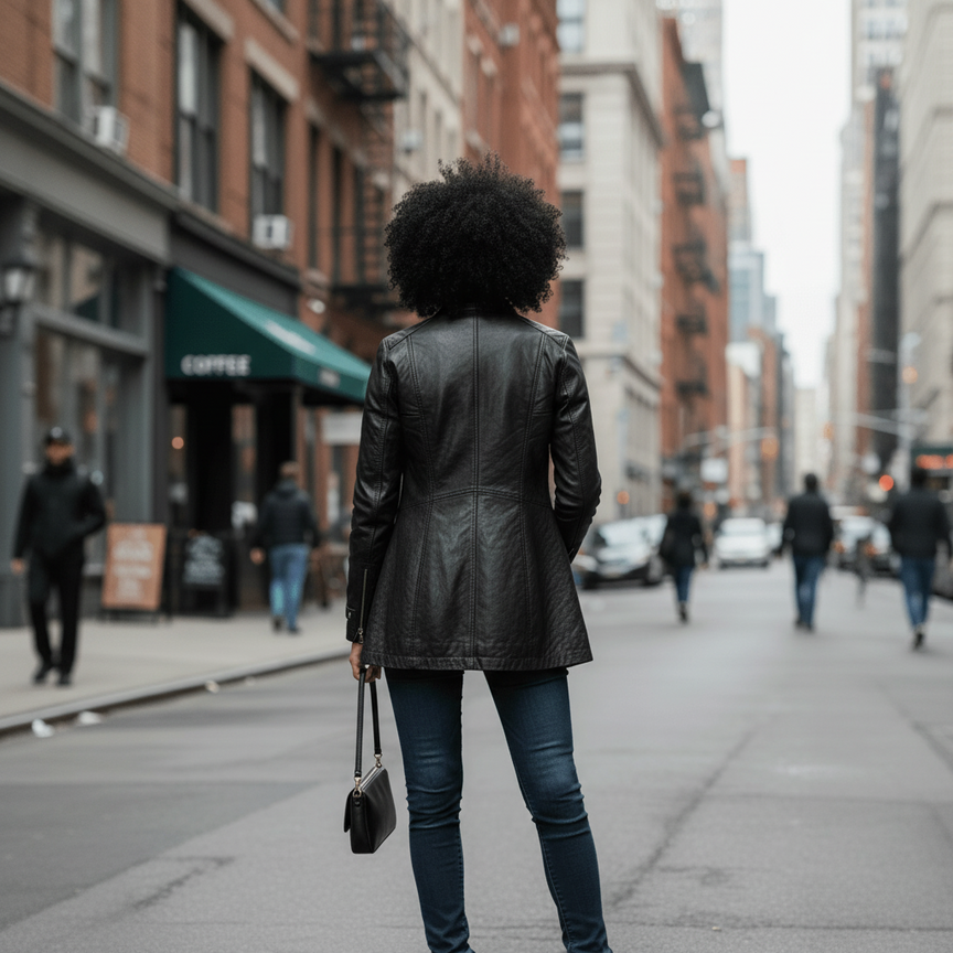 Womens Black Faux Leather Jacket – Glossy Chic All-Season