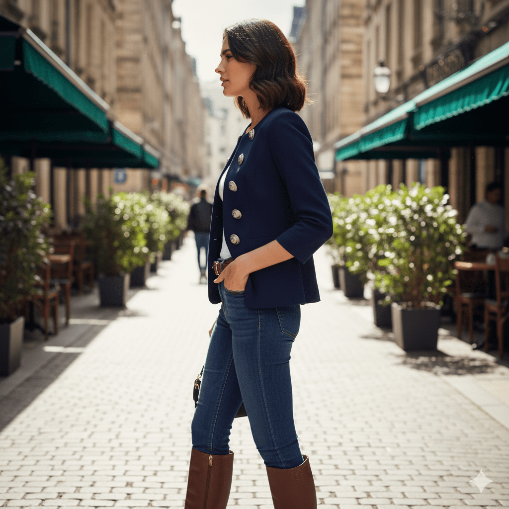 Women’s Double-Breasted Blazer with Long Sleeves