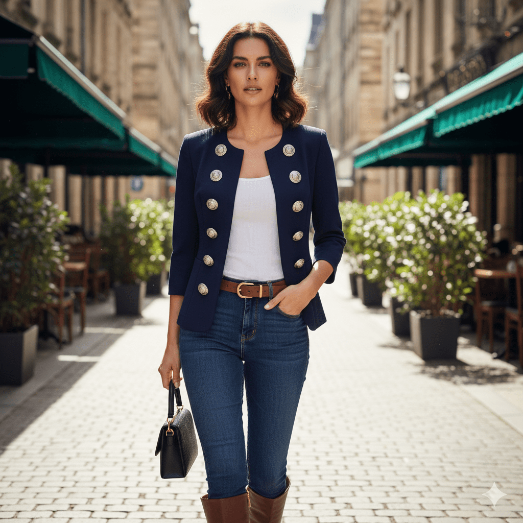 Women’s Double-Breasted Blazer with Long Sleeves