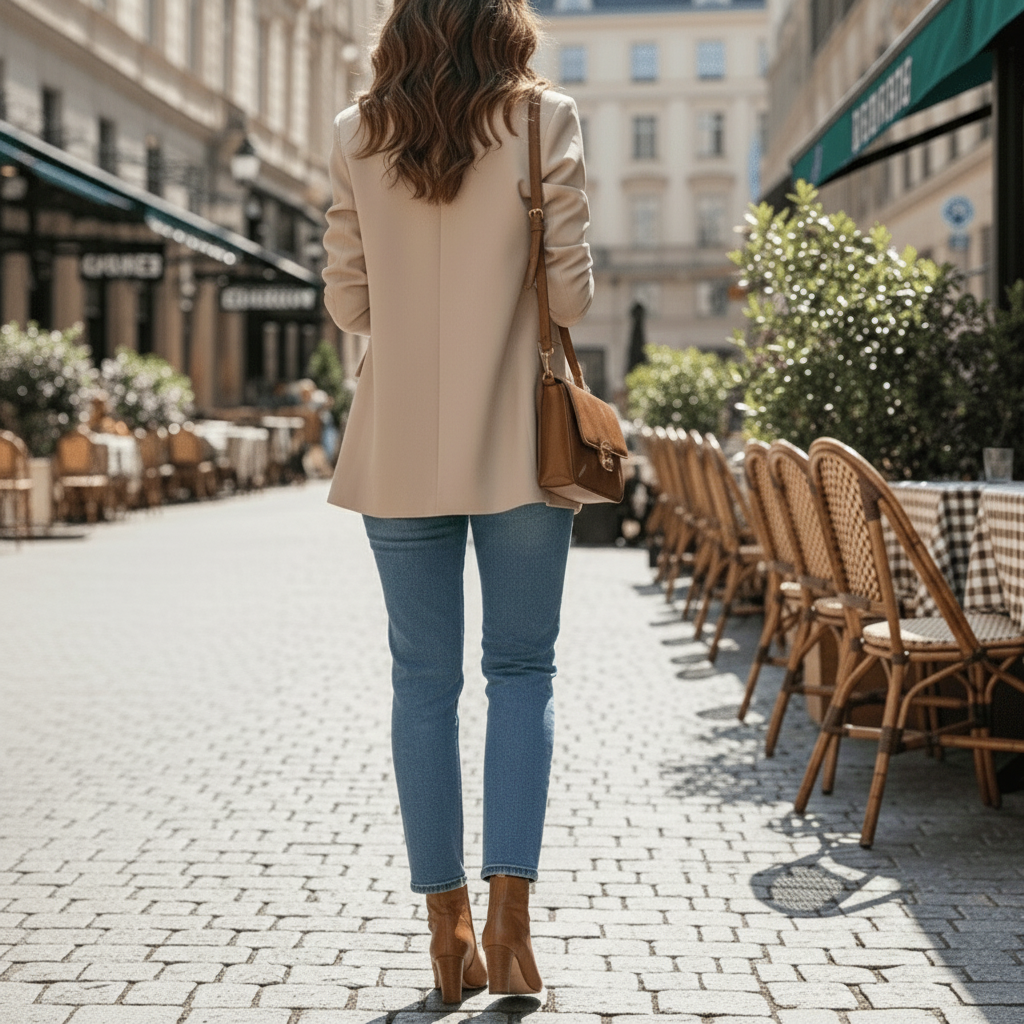 Women’s Single-Button Blazer with Tailored Fit and Long Sleeves