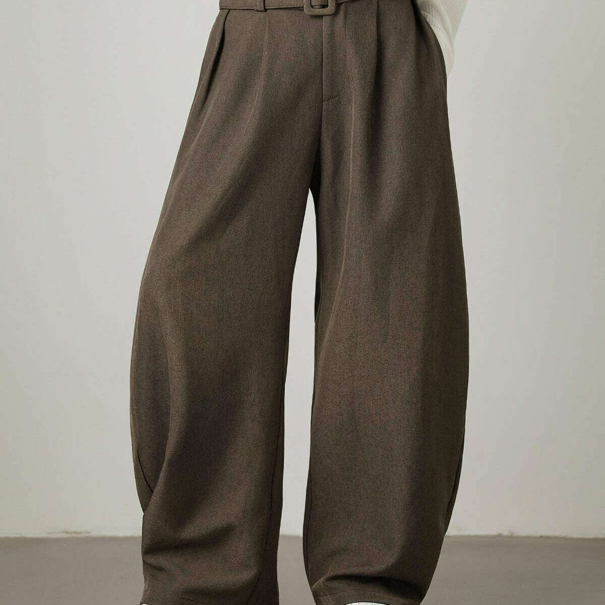 Womens Wool-Blend Wide-Leg Trousers
