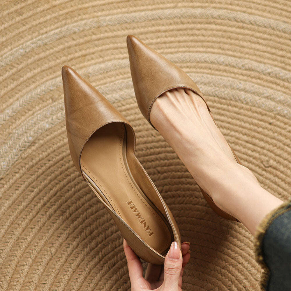 Womens Carlen Genuine Leather Heels Camel