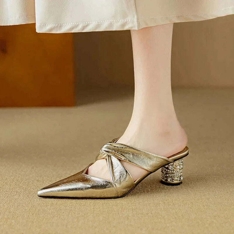 Womens Glore Heels Gold