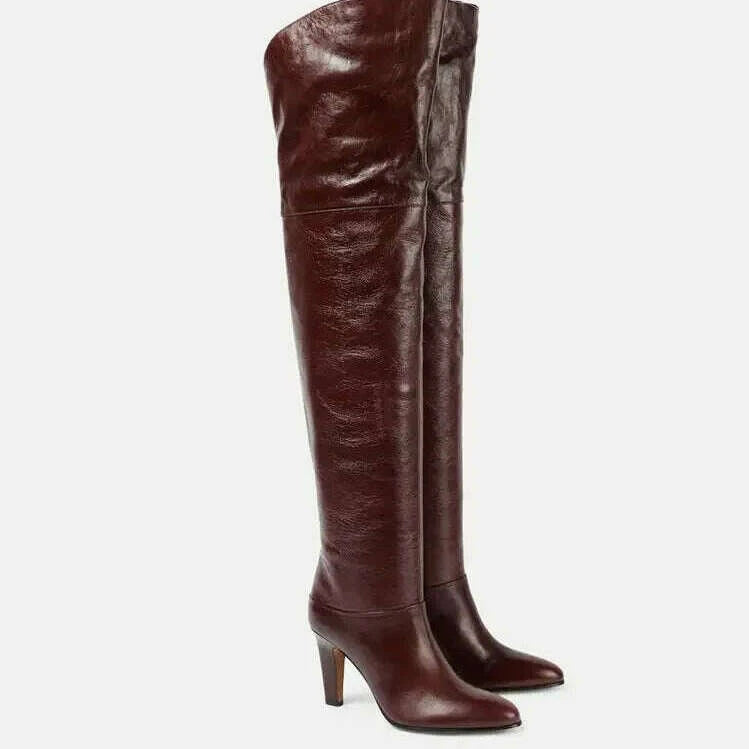 Skylar | Genuine Ladies Leather Over-the-Knee Boots Red