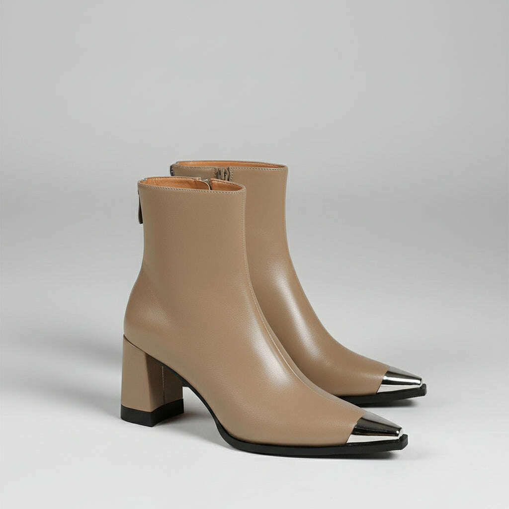 Womens Elyth Genuine Leather Boots Beige