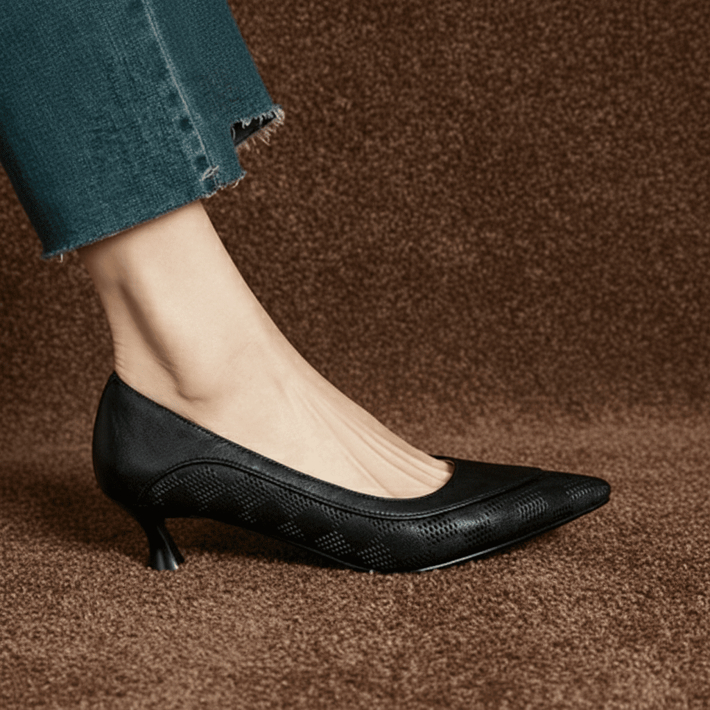 Womens Belle Genuine Leather Heels Black