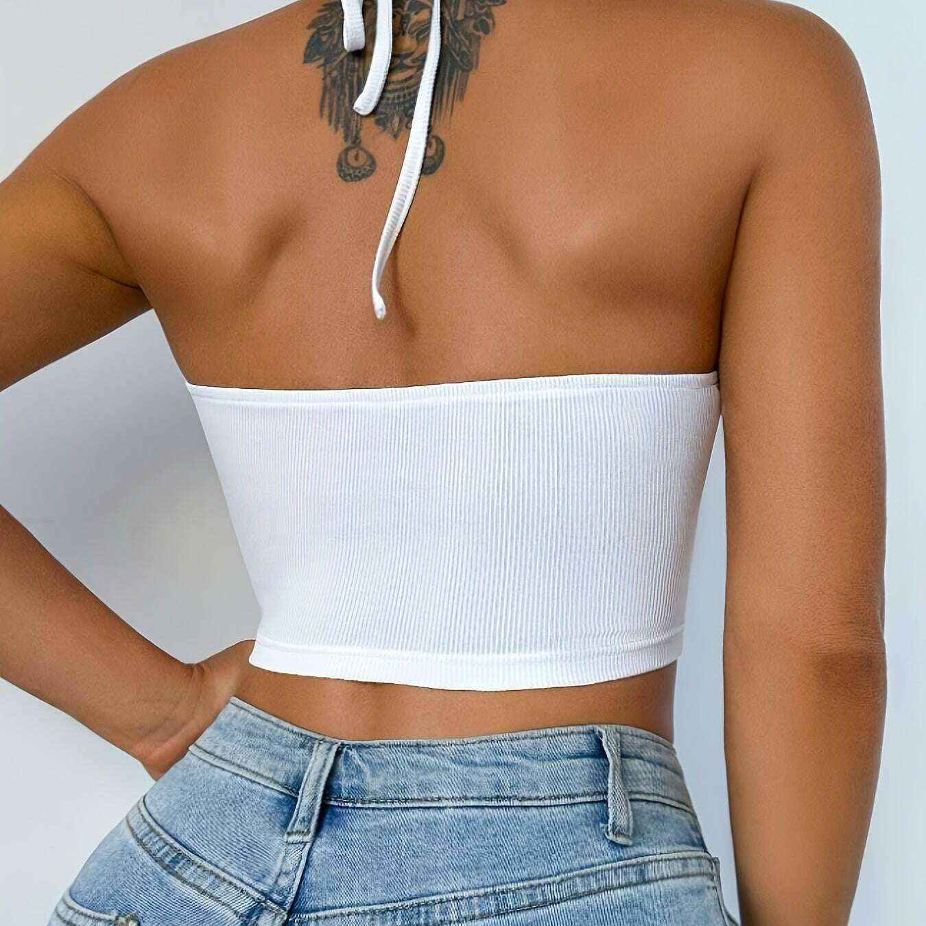 Womens Backless Lace Tank – Sexy Solid Color Top