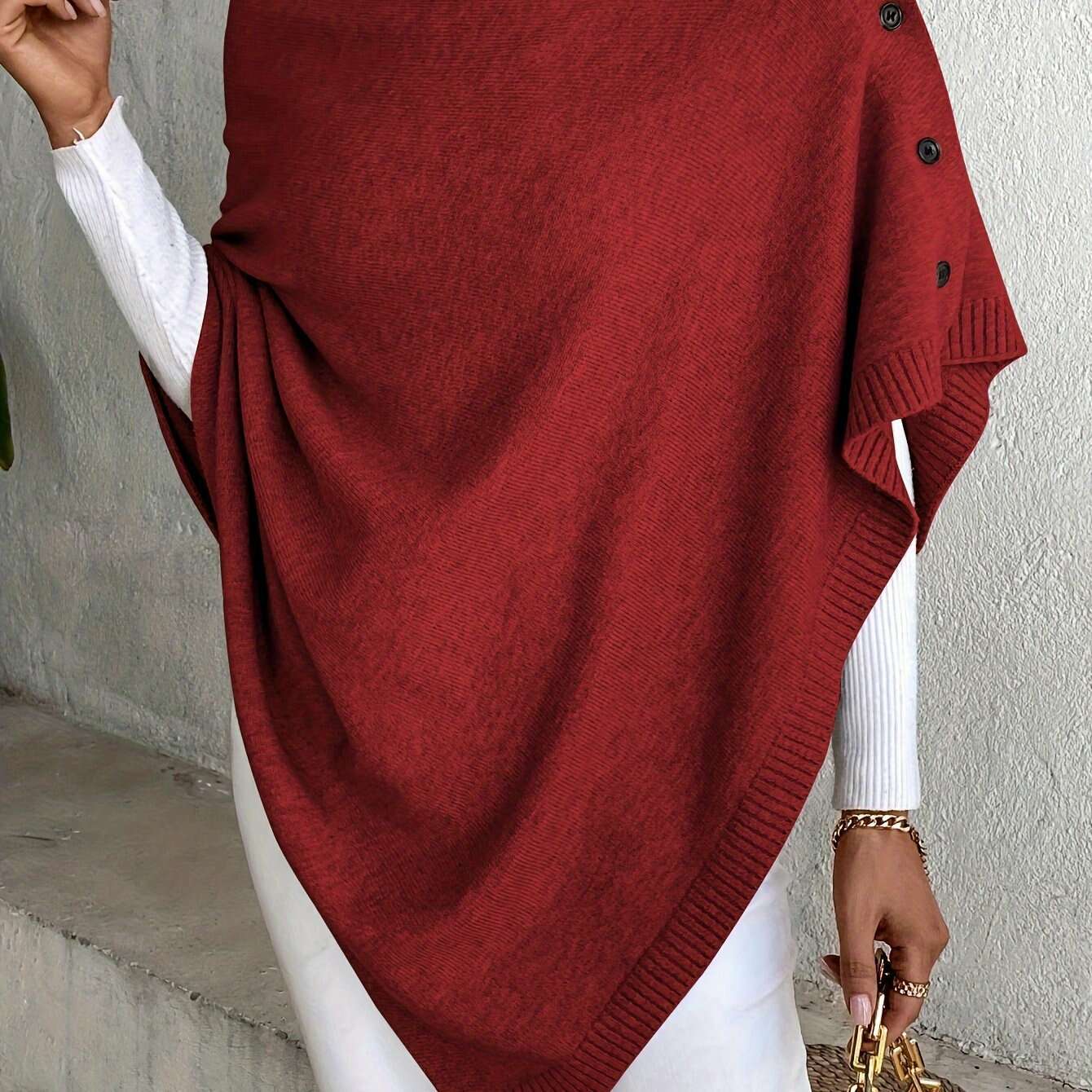 Womens Lavender Shawl – Button Detail, Off-Shoulder Wrap crimson