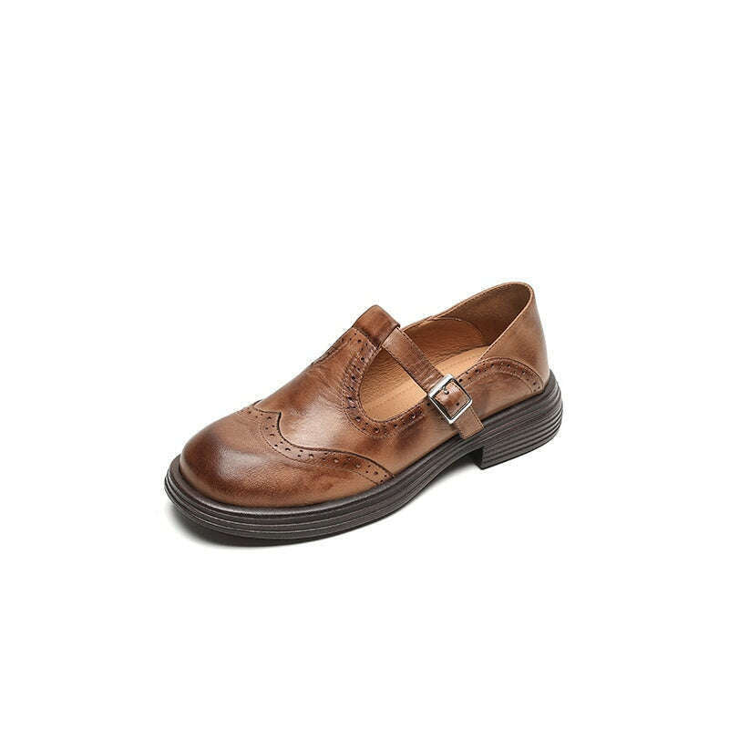 Althea Ladies Vintage Luxe Leather Shoes Brown