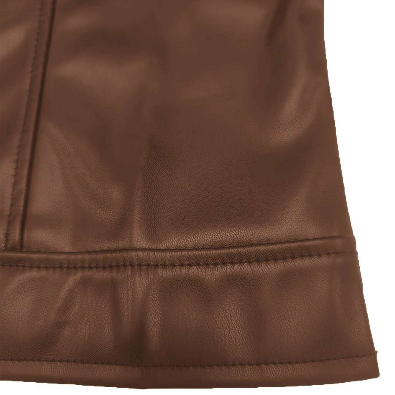 Womens Elegant Black PU Jacket – Chic Fall/Winter Style