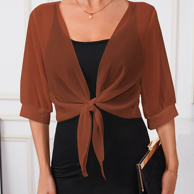 Sheer Tie-Front Shawl – Lightweight & Elegant Wrap - Lunavitae
