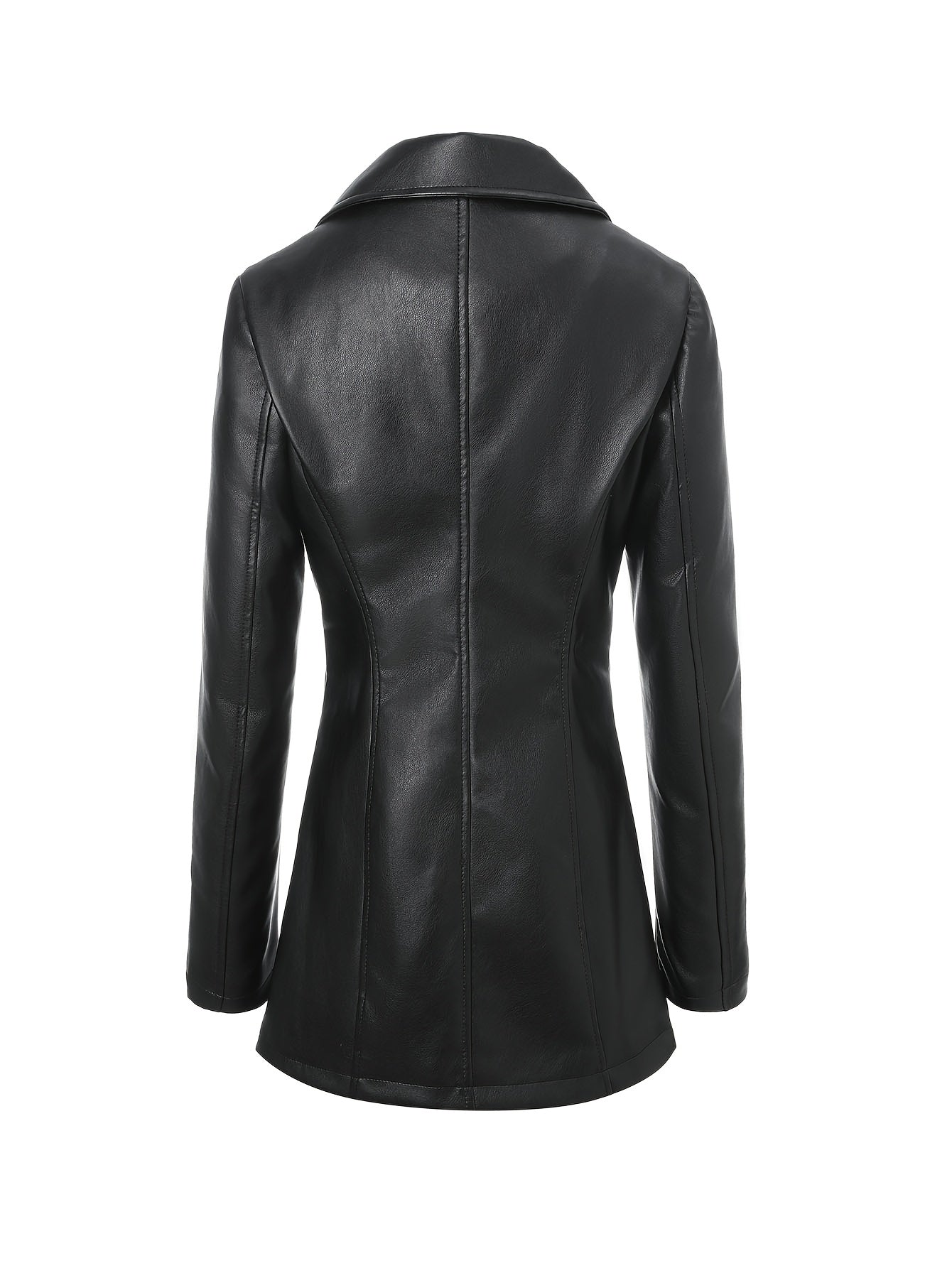 Slim-Fit Faux Leather Jacket – Mid-Length A-Line - Lunavitae