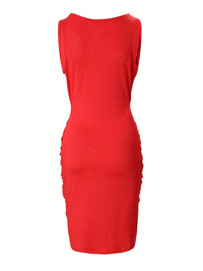 Sleeveless Pleated Party Dress – Elegant Fit & Flare - Lunavitae
