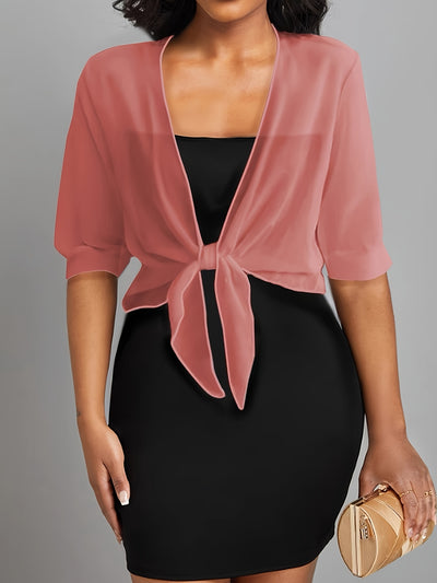 Sheer Tie-Front Shawl – Lightweight & Elegant Wrap - Lunavitae