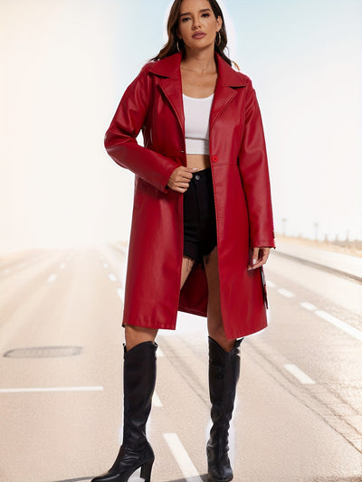 Faux Leather Belted Coat – Plus Size Outerwear - Lunavitae