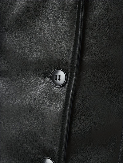 Slim-Fit Faux Leather Jacket – Mid-Length A-Line - Lunavitae