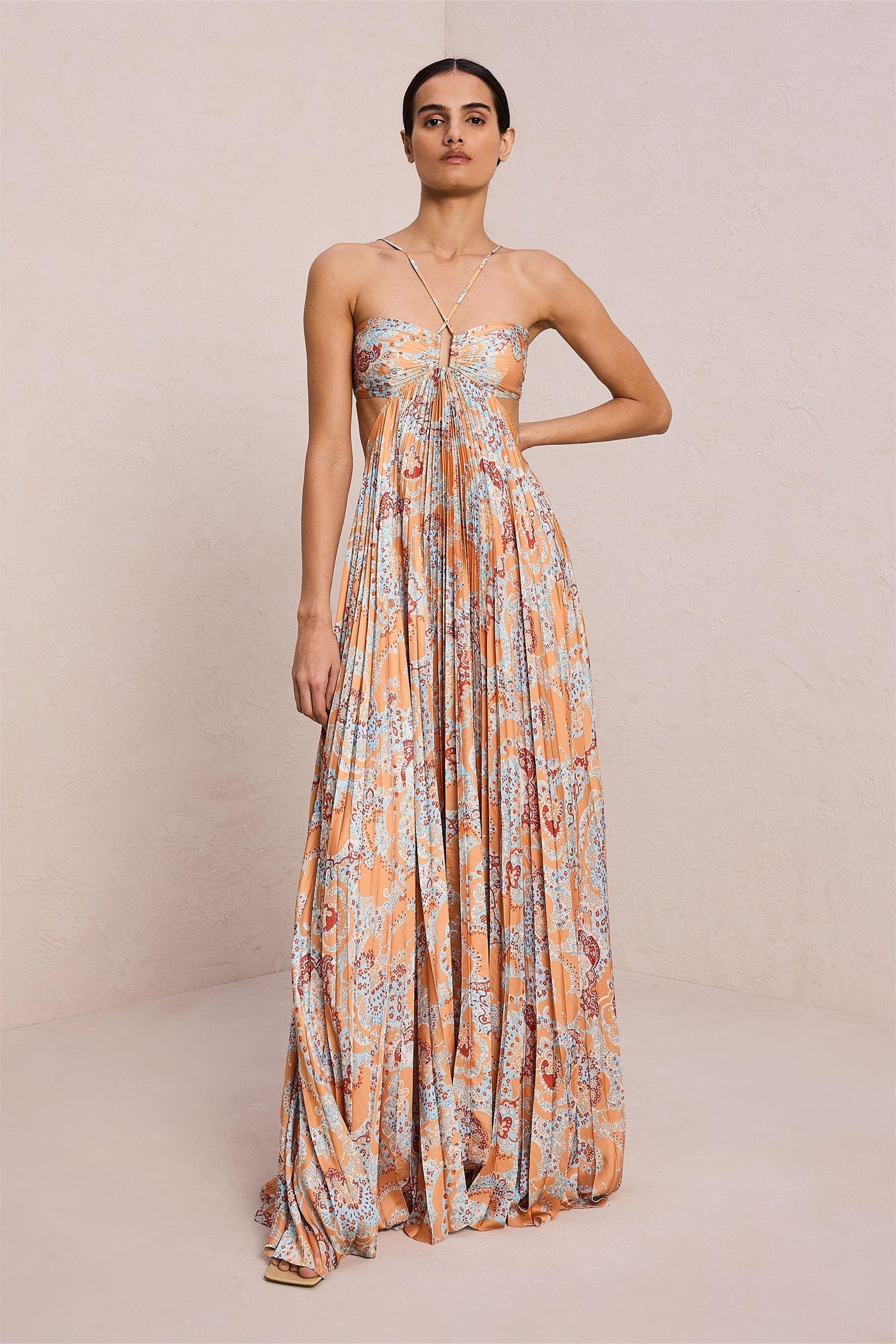 Paisley Halter Neck Cut-Out Maxi Dress - Lunavitae