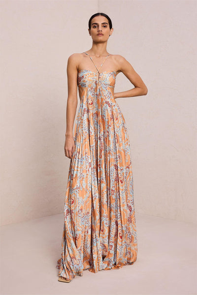 Paisley Halter Neck Cut-Out Maxi Dress - Lunavitae