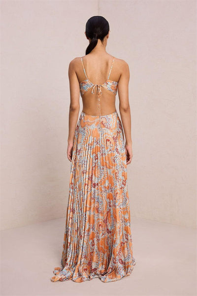 Paisley Halter Neck Cut-Out Maxi Dress - Lunavitae
