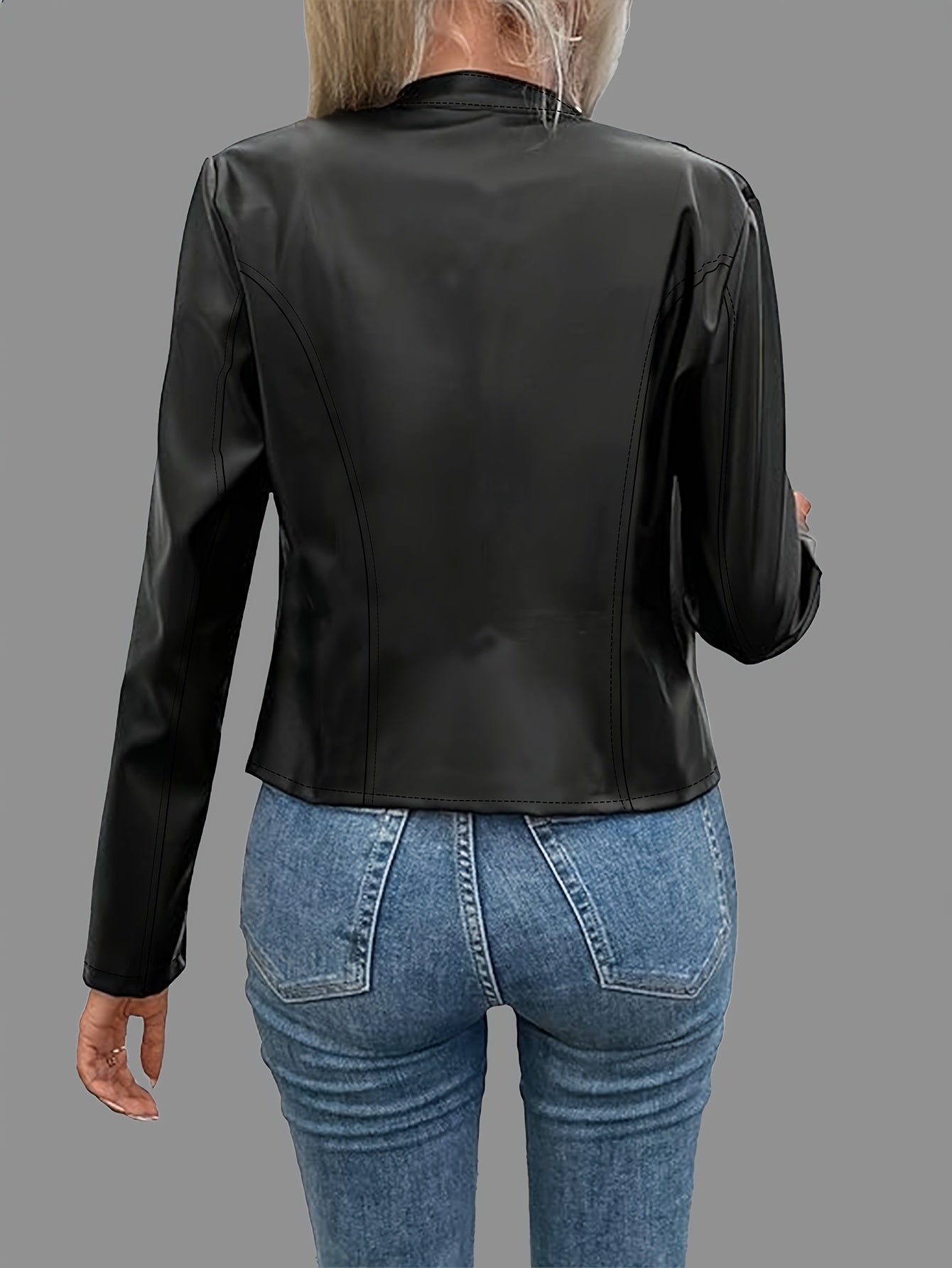Elegant Black PU Jacket – Chic Fall/Winter Style - Lunavitae