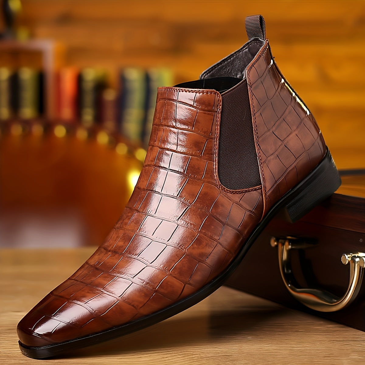 Men’s Square-Toe Chelsea Boots – Anti-Skid Office Style - Lunavitae