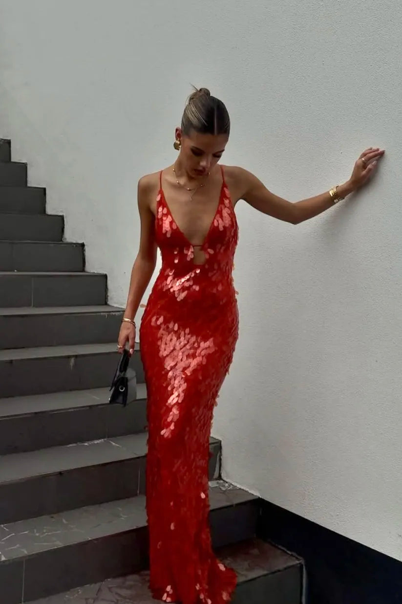 Kailani | Sequin Maxi Long Dress - Lunavitae