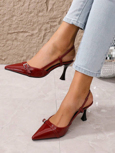 Pointed Toe Heels – Bow Detail, Kitten Wedge Sandals - Lunavitae
