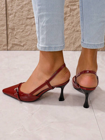Pointed Toe Heels – Bow Detail, Kitten Wedge Sandals - Lunavitae