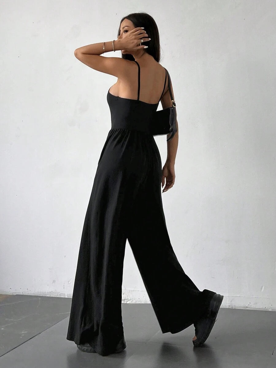 Spaghetti Strap Jumpsuit – Wide Leg, Sexy Fit - Lunavitae