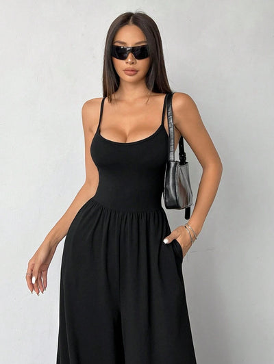 Spaghetti Strap Jumpsuit – Wide Leg, Sexy Fit - Lunavitae