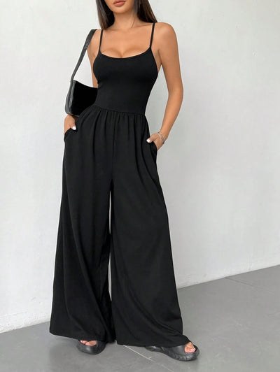 Spaghetti Strap Jumpsuit – Wide Leg, Sexy Fit - Lunavitae