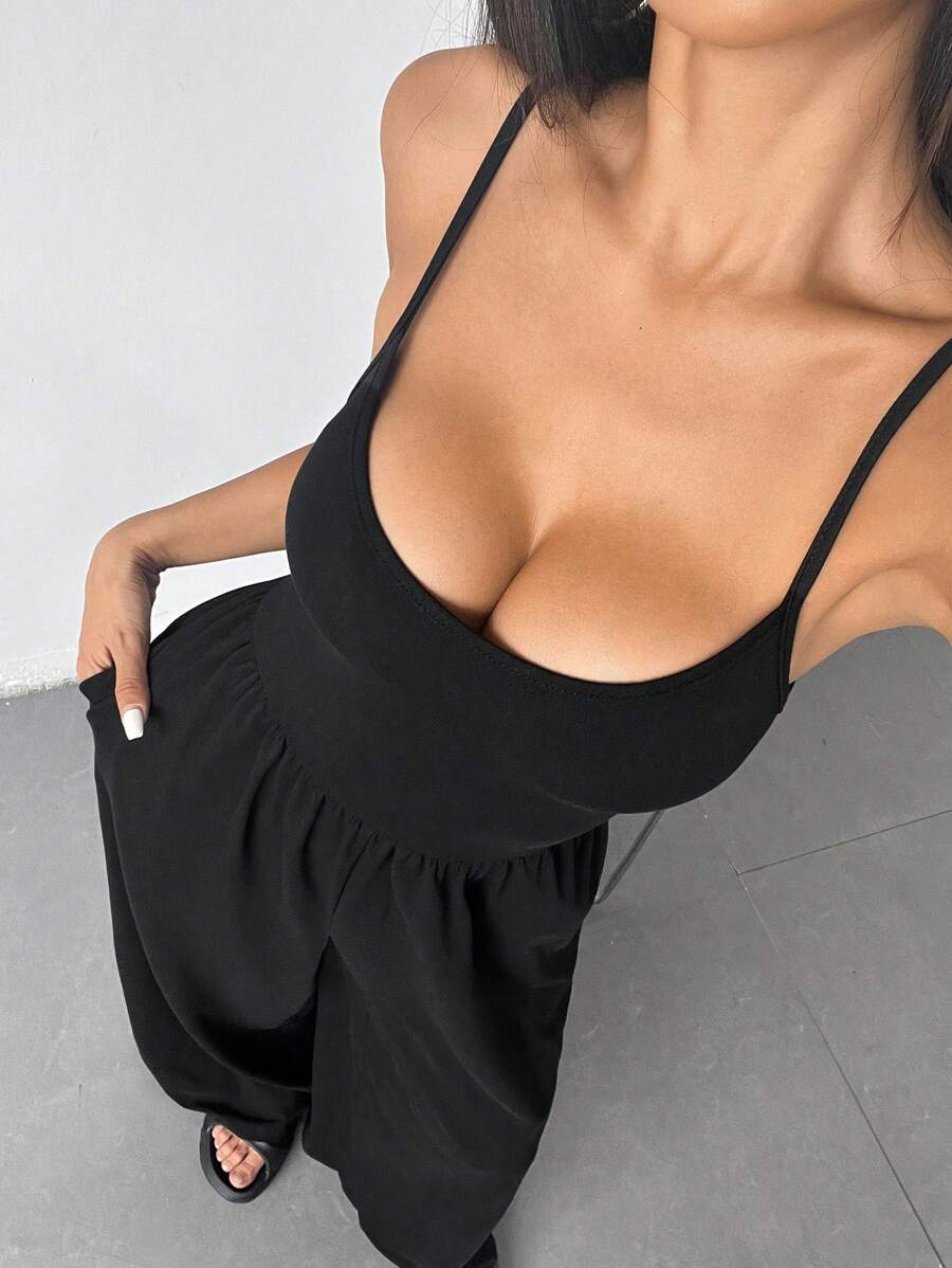 Spaghetti Strap Jumpsuit – Wide Leg, Sexy Fit - Lunavitae