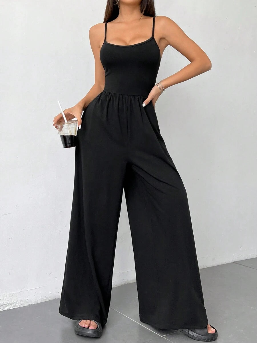 Spaghetti Strap Jumpsuit – Wide Leg, Sexy Fit - Lunavitae