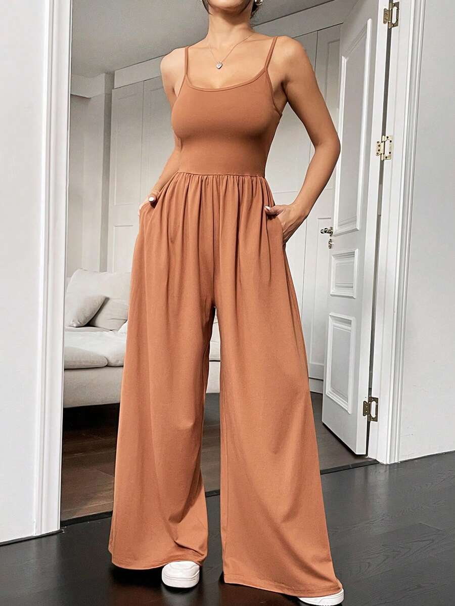 Spaghetti Strap Jumpsuit – Wide Leg, Sexy Fit - Lunavitae