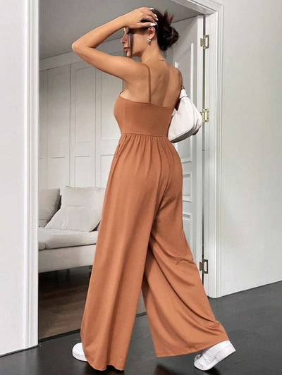 Spaghetti Strap Jumpsuit – Wide Leg, Sexy Fit - Lunavitae