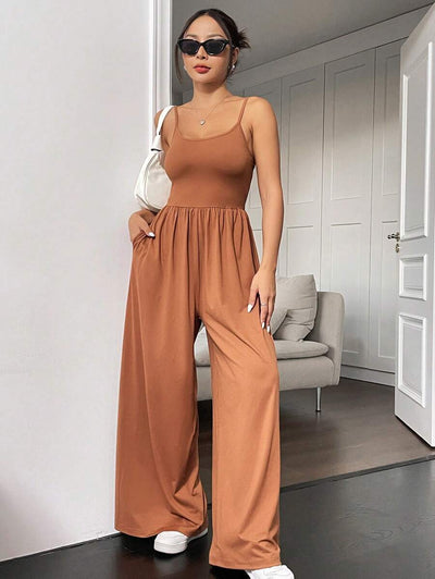 Spaghetti Strap Jumpsuit – Wide Leg, Sexy Fit - Lunavitae