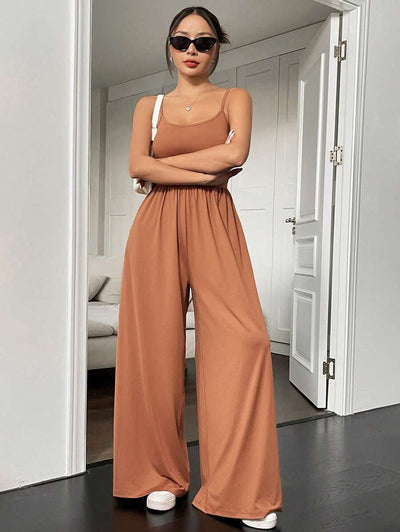 Spaghetti Strap Jumpsuit – Wide Leg, Sexy Fit - Lunavitae