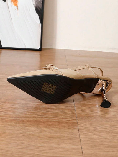 Pointed Toe Heels – Bow Detail, Kitten Wedge Sandals - Lunavitae