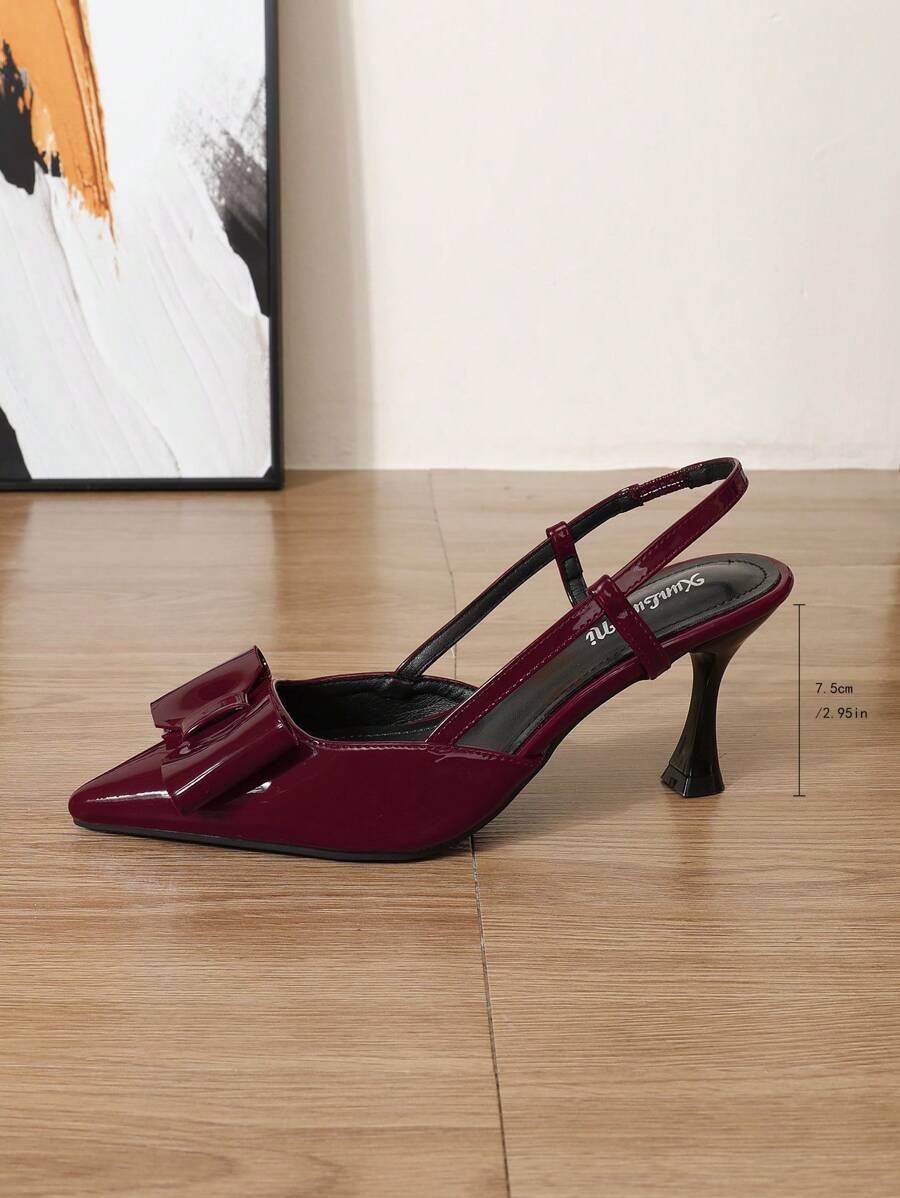 Pointed Toe Heels – Bow Detail, Kitten Wedge Sandals - Lunavitae