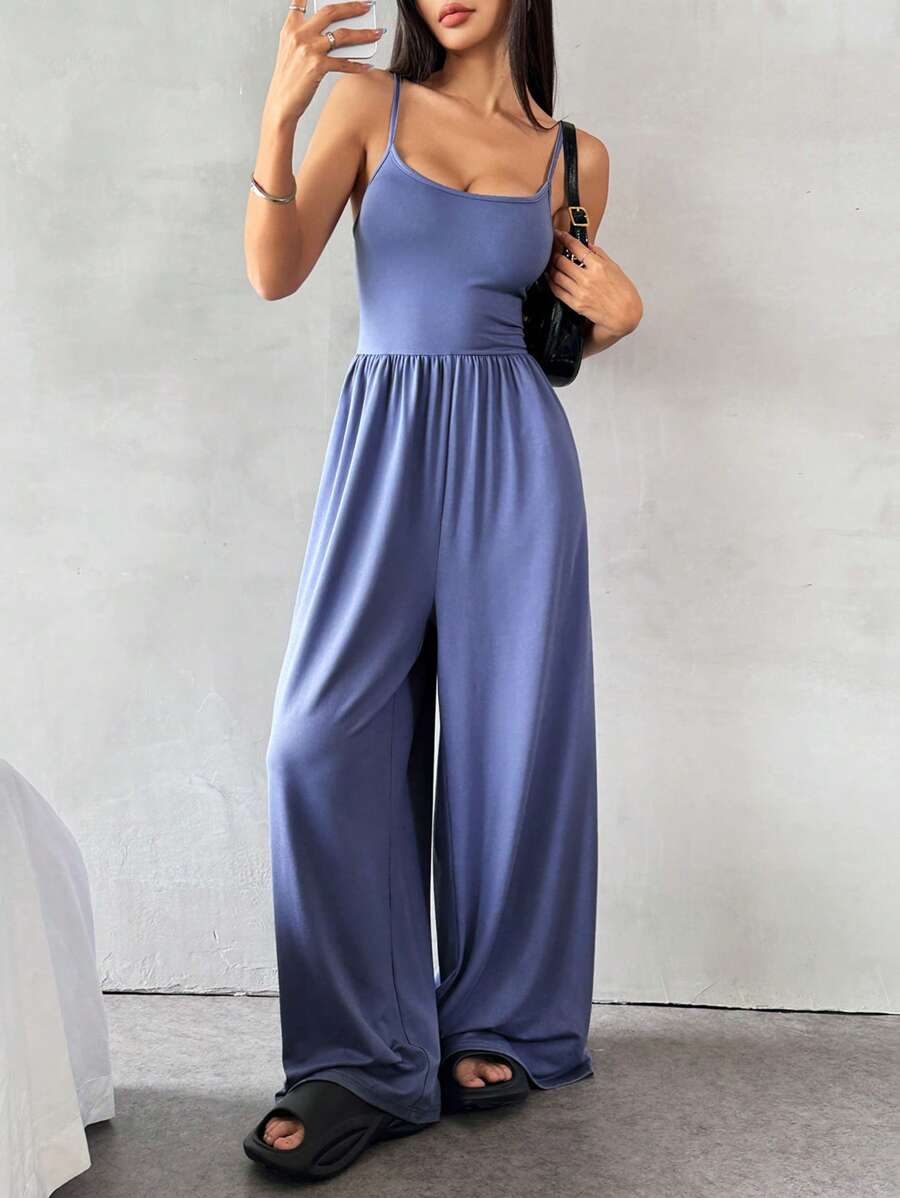 Spaghetti Strap Jumpsuit – Wide Leg, Sexy Fit - Lunavitae