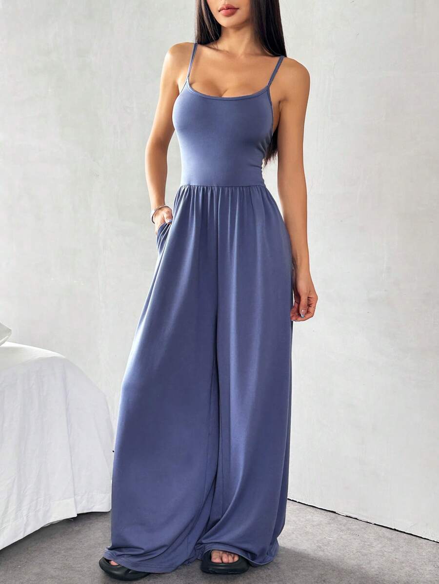Spaghetti Strap Jumpsuit – Wide Leg, Sexy Fit - Lunavitae